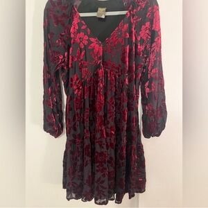 Taylor Elegant Black Dress with Red Accents